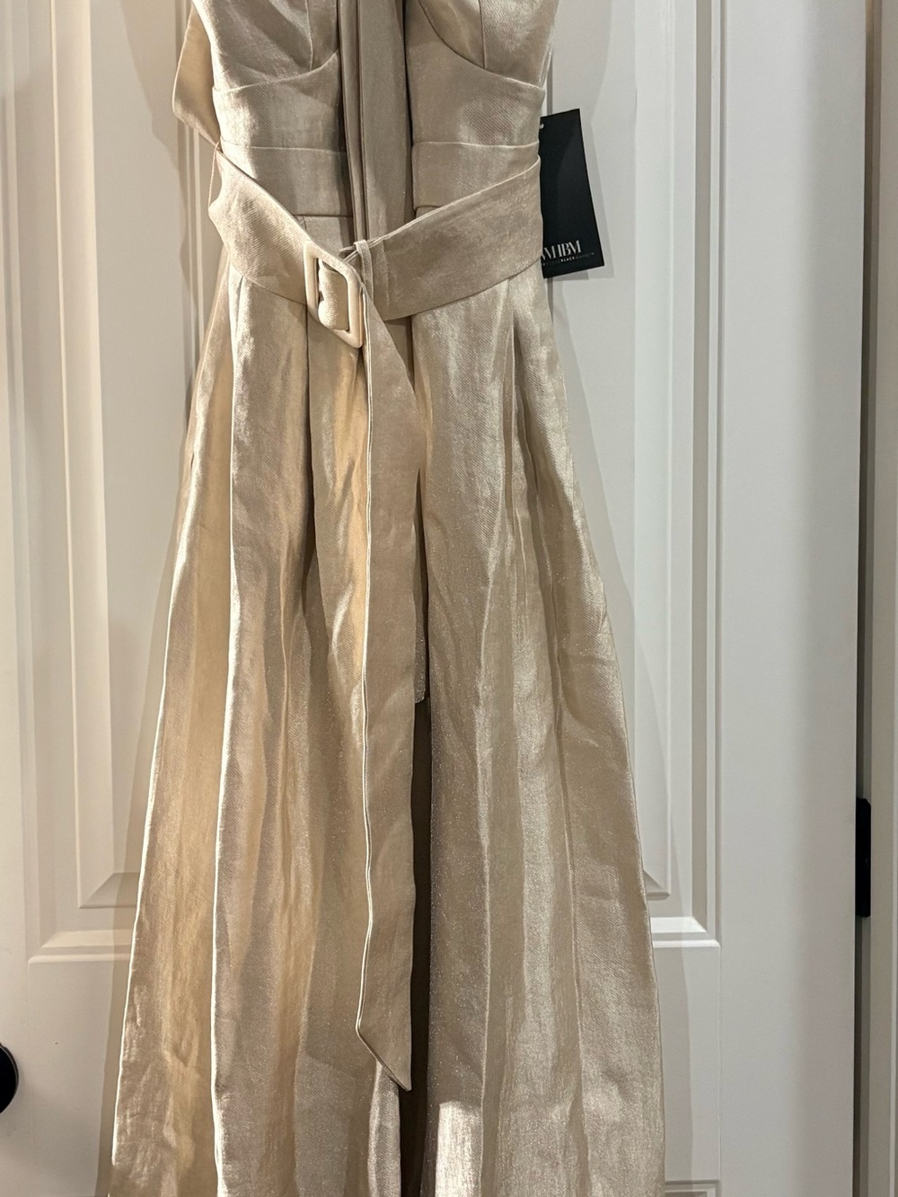 White House Black Market Champagne Shimmery Jumpsuit with Belt